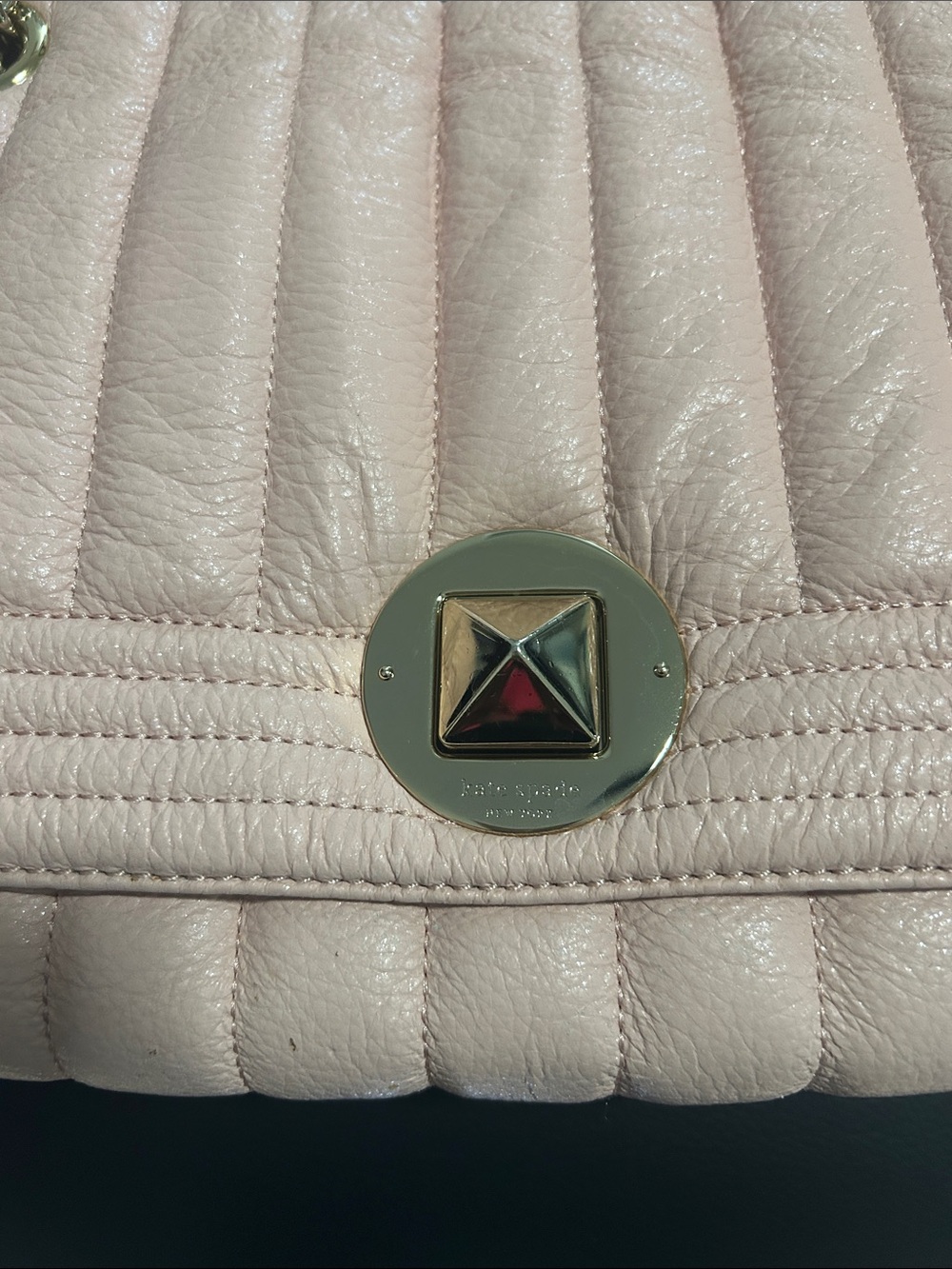 kate spade Quilted Shoulder Bag in Pale Blush with Gold-Tone Hardware